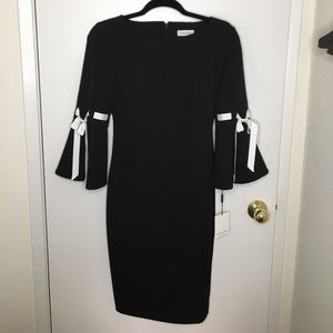 Calvin Klein Black Bell Sleeve Ribbon Dress